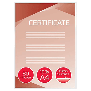 GBC Pack de 100 Carteras Plastificacion A4 con Brillo - Alta Calidad - Larga Duracion - 80 Micras - Transparente