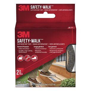 3M Safety-Walk Cinta Adhesiva Antideslizante - Uso en Interior y Exterior - 50.8mm x 4.57m - Color Gris Oscuro