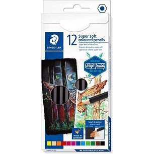 Staedtler Super Soft 149C Pack de 12 Lapices de Colores - Mina Extra Suave - Colores Surtidos