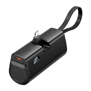 Vention PowerBank 4800mAh - Lightning - Carga Rapida 22.5W - Conector Plegable - Color Negro
