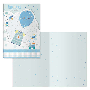 Dohe Tren Pack de 6 Tarjetas de Felicitacion para Nacimientos - 11.5x17cm - Impresas a Todo Color - Estampaciones con Pelicula de Color - Estampacion 