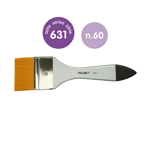 Milan 631 Premium Synthetic Paletina de 60mm - Pelo Sintetico - Mango de Madera Barnizada - Color Plata