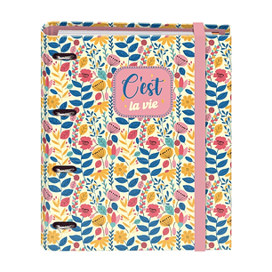 Dohe C´est la Vie Carpeta de 4 Anillas Mixtas de 35mm con Recambio de 100 Hojas - Formato Folio - Cierre con Goma - Incluye 4 Separadores y Sobre de P