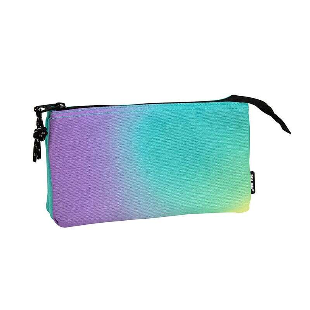 Milan Sunset Estuche Portatodo 5 Compartimentos - Tejido Resistente a las Roturas y Rasgaduras - Medidas 22x12x4cm - Color Turquesa 1