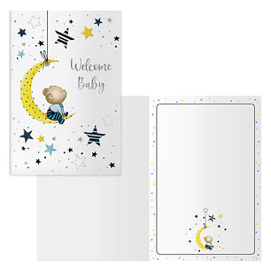 Dohe Luna Pack de 6 Tarjetas de Felicitacion para Nacimientos - 11.5x17cm - Impresas a Todo Color - Estampaciones con Pelicula de Color - Estampacion 