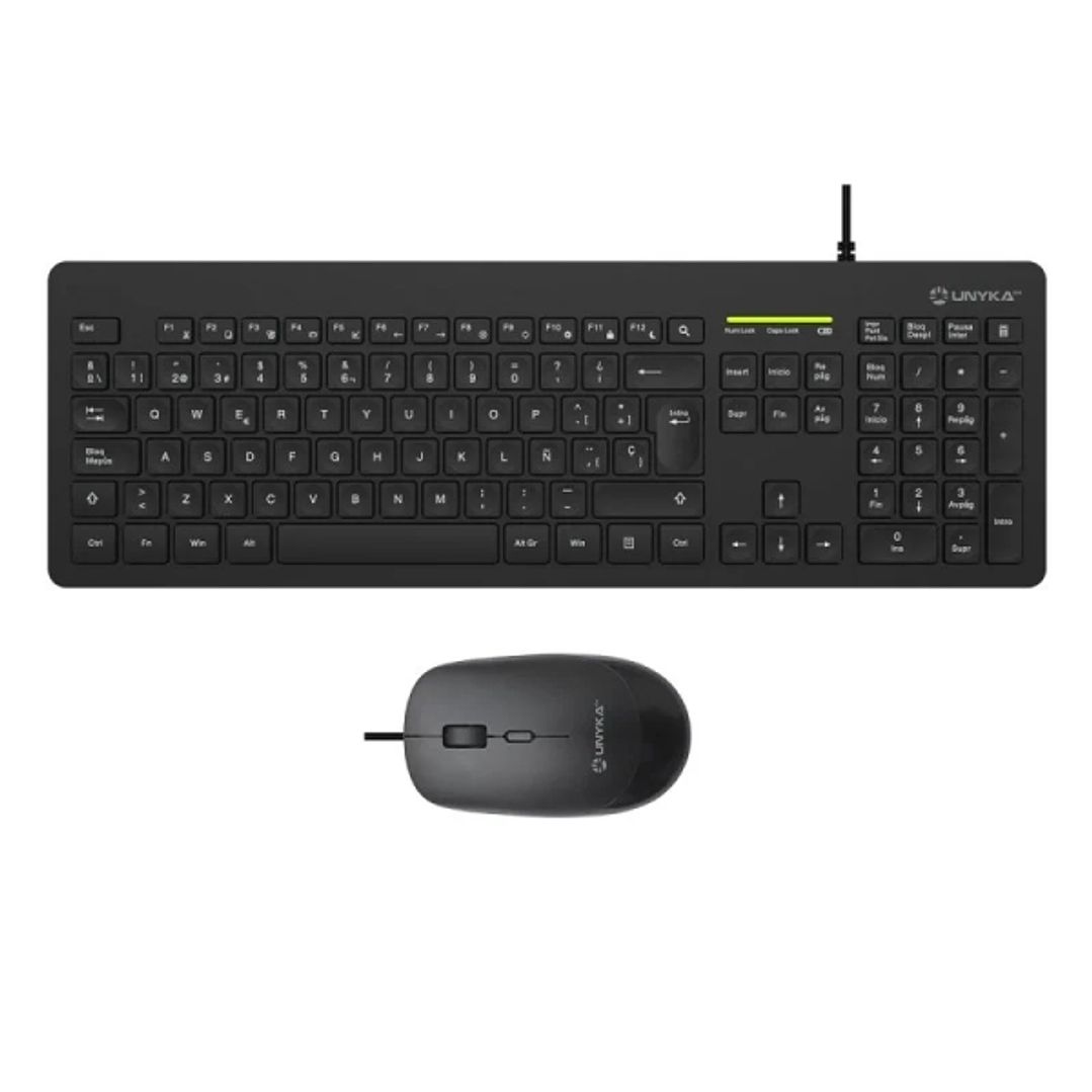Unykach MK211 Pro Slim Pack de Teclado Slim 108 Teclas de Membrana + Raton 2400dpi, 3 Botones, Uso Ambidiestro - Color Negro 1