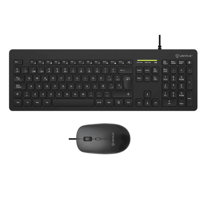 Unykach MK211 Pro Slim Pack de Teclado Slim 108 Teclas de Membrana + Raton 2400dpi, 3 Botones, Uso Ambidiestro - Color Negro 1