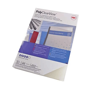 GBC PolyClearView Pack de 100 Portadas de Encuadernar A4 - 300 Micras - Color Transparente Mate