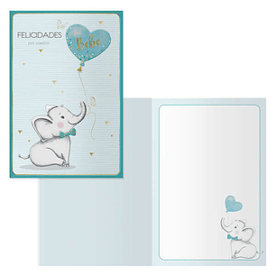 Dohe Elephant Pack de 6 Tarjetas de Felicitacion para Nacimientos - 11.5x17cm - Impresas a Todo Color - Estampaciones con Pelicula de Color - Estampac