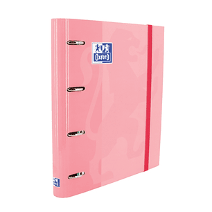 Oxford Europeanbinder Classic A4+ Carpeta de Anillas con Recambio Cuadricula 5x5 - Tapa Extradura - Cierre con Goma Elastica - Color Rosa Chicle