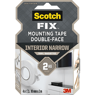 Scotch-Fix Pack de 4 Cintas de Montaje de Doble Cara - 10 mm x 2m - Color Blanco