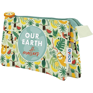 Dohe WWF Tropic Portatodo Triple - Cierre Doble con Cremallera y Tirador de Goma