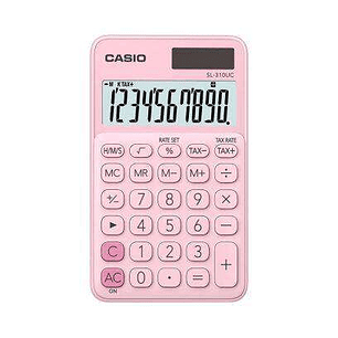 Casio SL-310UC Calculadora de Bolsillo - Calculo de Impuestos - Pantalla LCD de 10 Digitos - Solar y Pilas - Color Rosa