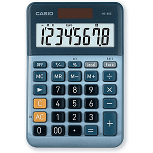 Casio MS80E Calculadora de Escritorio 8 Digitos - Tecla Doble Cero - Simbolos de Comando de Funcion - Calculo Avanzado de Porcentaje - Alimentacion So