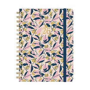 Finocam You Agenda de Espiral - Anual 2026 - Planificador - Cierre de Goma - Formato E10 - 172x19x220mm - Semana Vista Horizontal - Tematica de Hojas