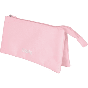 Dohe Serenity Portatodo Triple - Cierre Doble con Cremallera y Tirador de Goma - Color Rosa