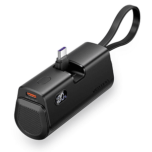 Vention PowerBank 4800mAh - USB-C - Carga Rapida 22.5W - Conector Plegable - Color Negro