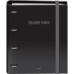 Dohe Colour Vibes Carpeta de 4 Anillas Mixtas de 35mm Recambio 100 Hojas Cuadricula 5mm - Formato A4 - Cierre con Goma - Incluye 4 Separadores y Sobre