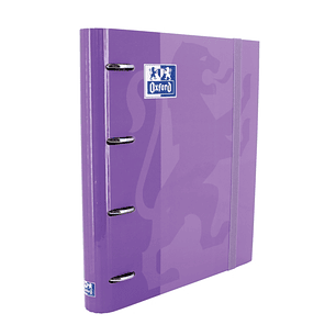Oxford Europeanbinder Classic A4+ Carpeta de Anillas con Recambio Cuadricula 5x5 - Tapa Extradura - Cierre con Goma Elastica - Color Malva