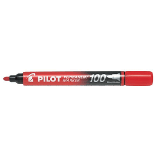 Pilot Rotulador Permanente 100 - Punta de Bala 4,5mm - Trazo 1mm - Color Rojo