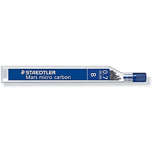 Staedtler Mars Micro Carbon 250 Tubo de 12 Minas de Grafito - Dureza B - Trazo 0.7mm - Alta Resistencia