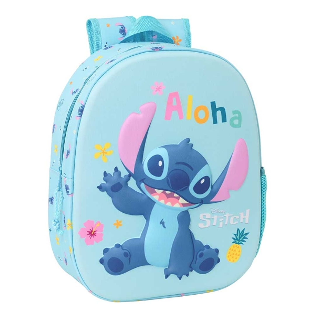 Safta Stitch Mochila 3D de 8.64L - Portabotellas - Tarjeta de Identificacion Personal - Hombreras Acolchadas - 27x33x10cm - Color Azul Claro 1