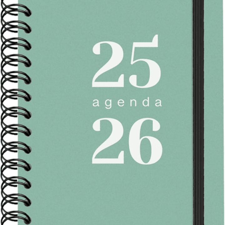 Dohe Grammar Agenda Escolar 25/26 Espiral A5 - Semana Vista - Papel 80g/m2 - Cubierta de Polipropileno - Cierre de Goma Elastica - Color Verde 1