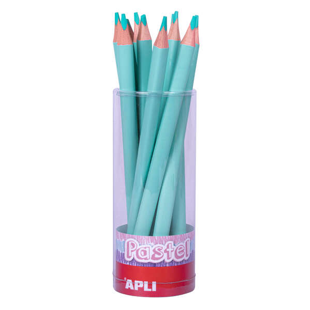 Apli Lapices Jumbo Pastel Turquesa - Mina de 5mm - Forma Triangular para Niños - 10mm de Diametro - Pack de 18 Unidades 1