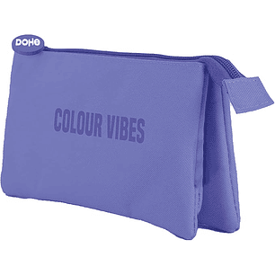 Dohe Colour Vibes Portatodo Triple - Cierre Doble con Cremallera y Tirador de Goma - Color Morado