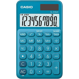 Casio SL-310UC Calculadora de Bolsillo - Calculo de Impuestos - Pantalla LCD de 10 Digitos - Solar y Pilas - Color Azul