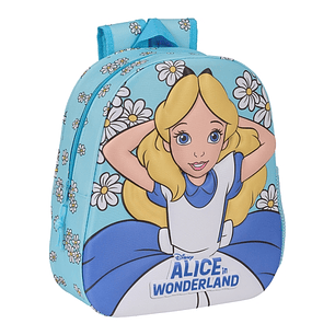 Safta Alicia en el Pais de las Maravillas Mochila 3D de 8.64L - Portabotellas - Tarjeta de Identificacion Personal - Hombreras Acolchadas - 27x33x10cm