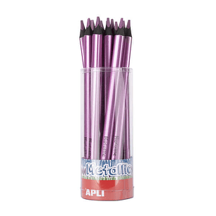 Apli Jumbo Metallic Lapiz Triangular de Color - 5mm de Grosor - Ideal para Mejor Sujecion - Mayor Cobertura en un Solo Trazo - Color Lila Metalizado