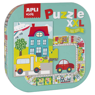 Apli Puzle xxl Ciudad - 20 Piezas de 14.5cm - Circuito Cerrado con Ilustraciones - Doble Diversion - Carton 2mm Brillante - Desarrollo de Habilidades 