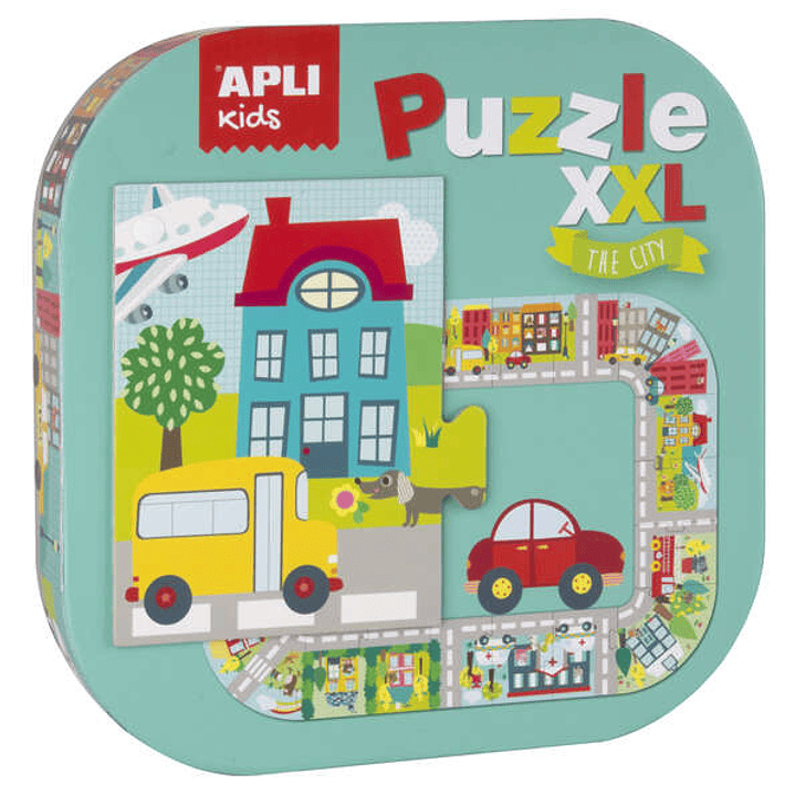Apli Puzle xxl Ciudad - 20 Piezas de 14.5cm - Circuito Cerrado con Ilustraciones - Doble Diversion - Carton 2mm Brillante - Desarrollo de Habilidades  1
