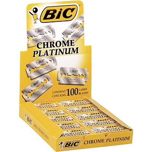 Bic Chrome Platinum Expositor de 20 Cajas de 5 Hojas de Afeitar Doble Filo