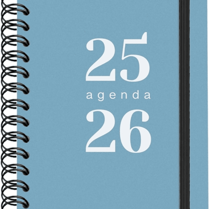 Dohe Grammar Agenda Escolar 25/26 Espiral A5 - Semana Vista - Papel 80g/m2 - Cubierta de Polipropileno - Cierre de Goma Elastica - Color Azul 1