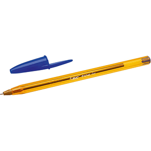 Bic Cristal Original Fine Boligrafo de Bola - Punta Redonda de 0.8mm - Trazo de 0.30mm - Tinta con Base de Aceite - Translucido - Color Azul