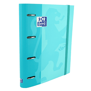 Oxford Europeanbinder Touch A4+ Carpeta de Anillas con Recambio Cuadricula 5x5 - Tapa Extradura - Cierre con Goma Elastica - Color Azul Pastel