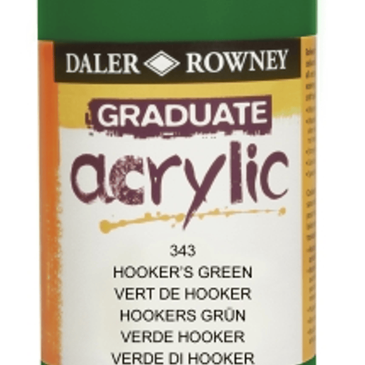 Daler Rowney Graduate Pintura Acrilica - Botella de Plastico - 500ml - Color Verde Hooker 1