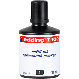 Edding T100 Bote de Recarga para Rotulador Permanente - Capacidad 100ml - Color Negro