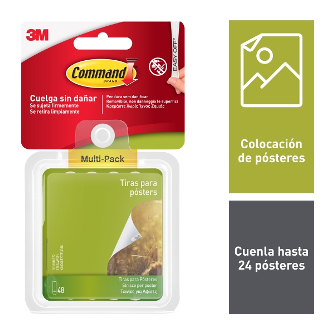 Command Tiras Adhesivas para Posteres - Color Gris 1