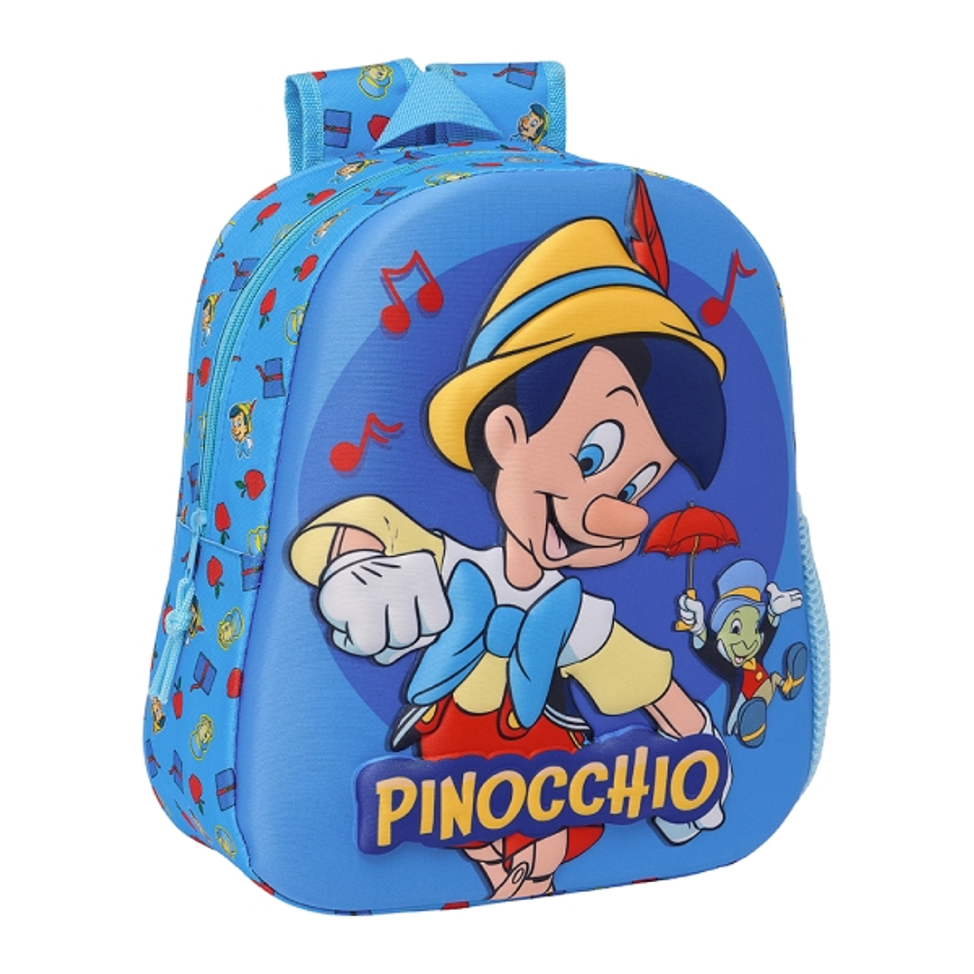 Safta Pinocho Mochila 3D de 8.64L - Portabotellas - Tarjeta de Identificacion Personal - Hombreras Acolchadas - 27x33x10cm - Color Azul 1