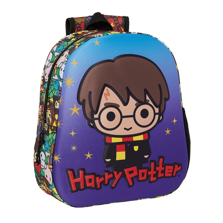 Safta Harry Potter Mochila 3D - Asa de Mano - Portabotellas Lateral - 27x33x10cm - Color Azul 1