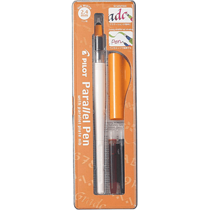 Pilot Pack de Pluma Estilografica Parallel Pen 2.4mm - Punta de Acero - Trazo de 2.4mm - 2 Recargas - Color Negro/Rojo