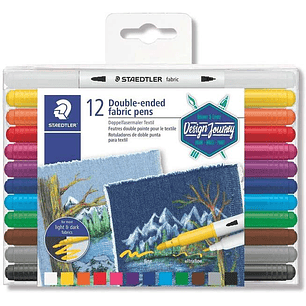 Staedtler 3190 Pack de 12 Rotuladores de Doble Punta para Textil - Colores Surtidos