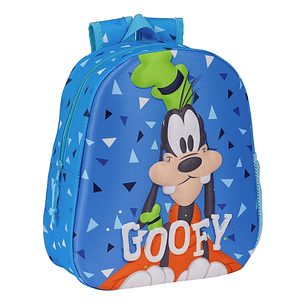 Safta Goofy Mochila 3D de 8.64L - Portabotellas - Tarjeta de Identificacion Personal - Hombreras Acolchadas - 27x33x10cm - Color Azul