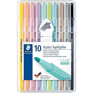 Staedtler Triplus Textsurfer 362 Pack de 10 Marcadores Fluorescentes - Trazo 1 - 4mm Aprox - Tina Base de Agua - Colores Surtidos