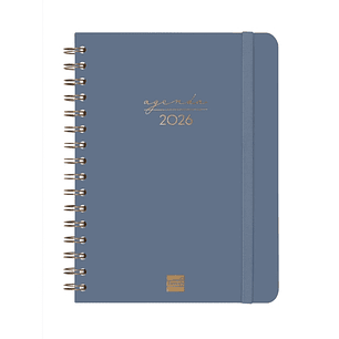 Finocam Alma Agenda - Anual 2026 - con Espiral - Formato E10 - 172x19x220mm - Semana Vista Horizontal - Color Azul