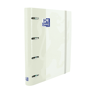 Oxford Europeanbinder Classic A4+ Carpeta de Anillas con Recambio Cuadricula 5x5 - Tapa Extradura - Cierre con Goma Elastica - Color Blanco