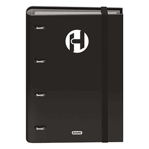 Dohe Serie Icon Carpeta de 4 Anillas Formato A4 con Recambio de 100 Hojas de 90 gr y 4 Taladros - Cierre con Goma Elastica - Anillas de 35mm - Color N